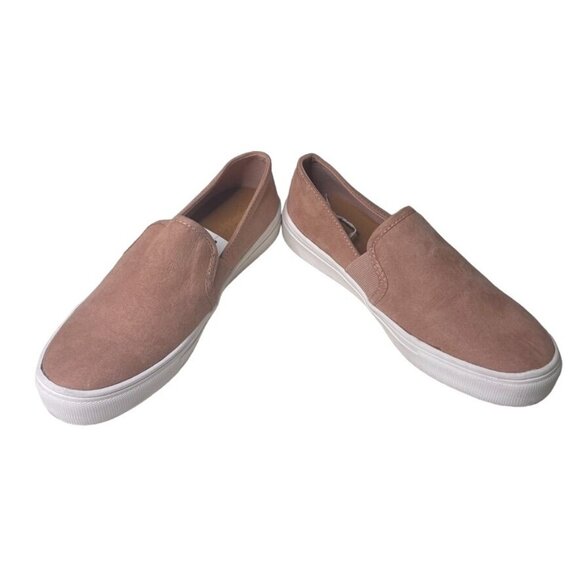 Womens Suede Sneakers Slip On Pink Rose Blush Twin Gore Size 6.5 u Universal Thr - Picture 4 of 8